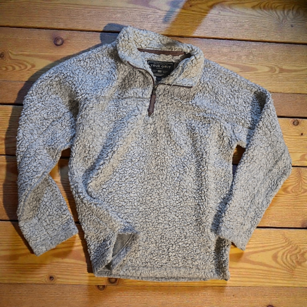 True Grit Women's Plush Sherpa Pullover - Gray - Picture 4 of 7